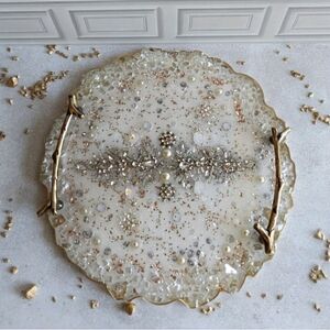 Elegant Gold and Cream Decorative Tray